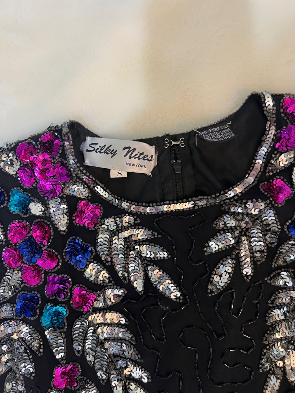 Black Sequin Floral Cocktail Dress
